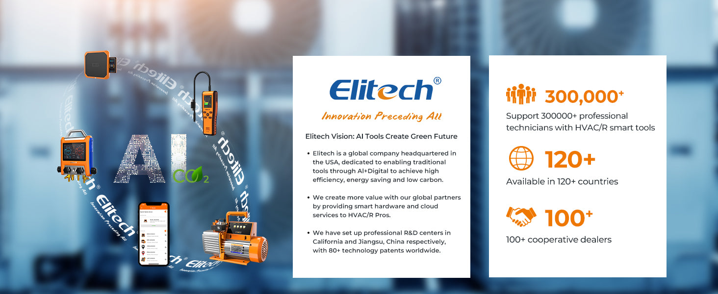 Elitech PT-500&PT-800 Wireless HVAC Digital Manifold Gauge Set with Removable Temperature Clip