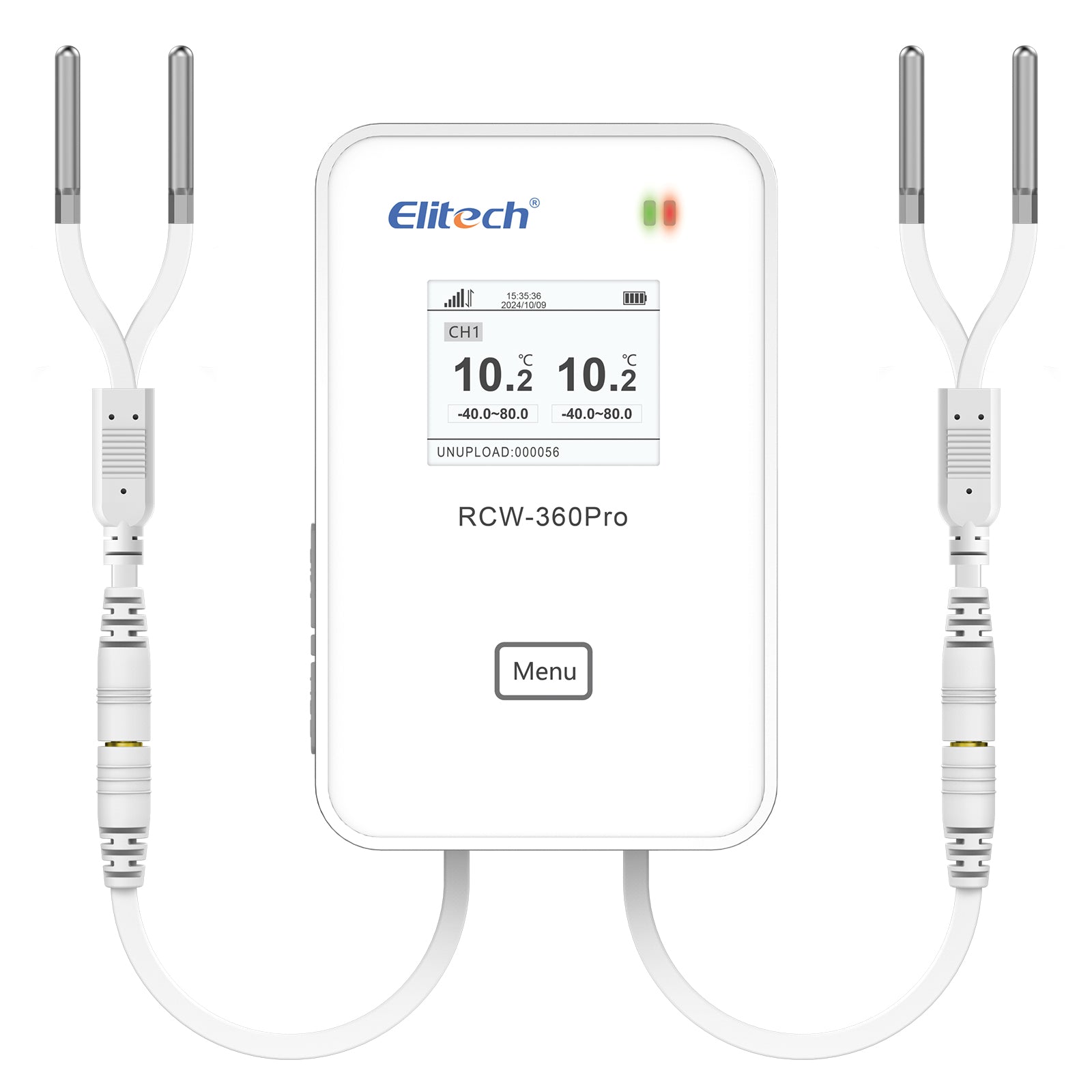 Elitech 4G Wireless Remote Real-Time IOT Temperature Humidity Monitor Digital Data Logger, APP/Cloud Data Storage, with Dual External Expansion Channel (Needs Probe) RCW-360Pro-DC