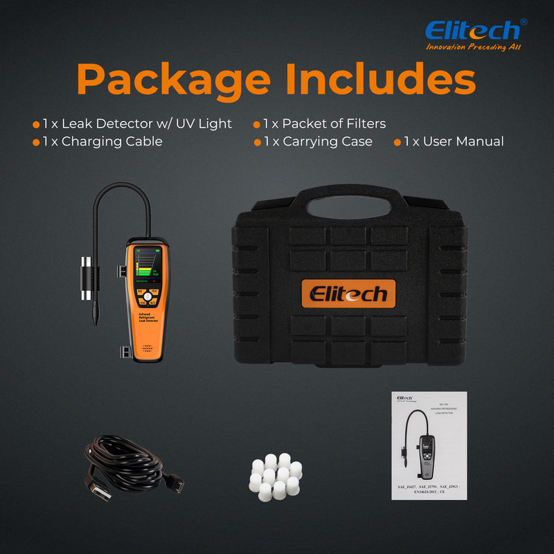 Elitech Infrared Refrigerant Leak Detector Series Detect All HFC, CFC, HCFC, HFO  and Blends