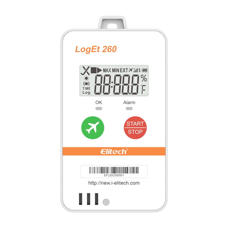 Elitech 4G Reusable Real - time Temperature Data Logger Light/Shock/Location, Built - in SIM Card, Shadow Data, Airplane mode, Cloud Data Storage, SMS/Email/APP/Web Alarm, 100000 Points, Loget 260 - T - Elitech Technology, Inc.