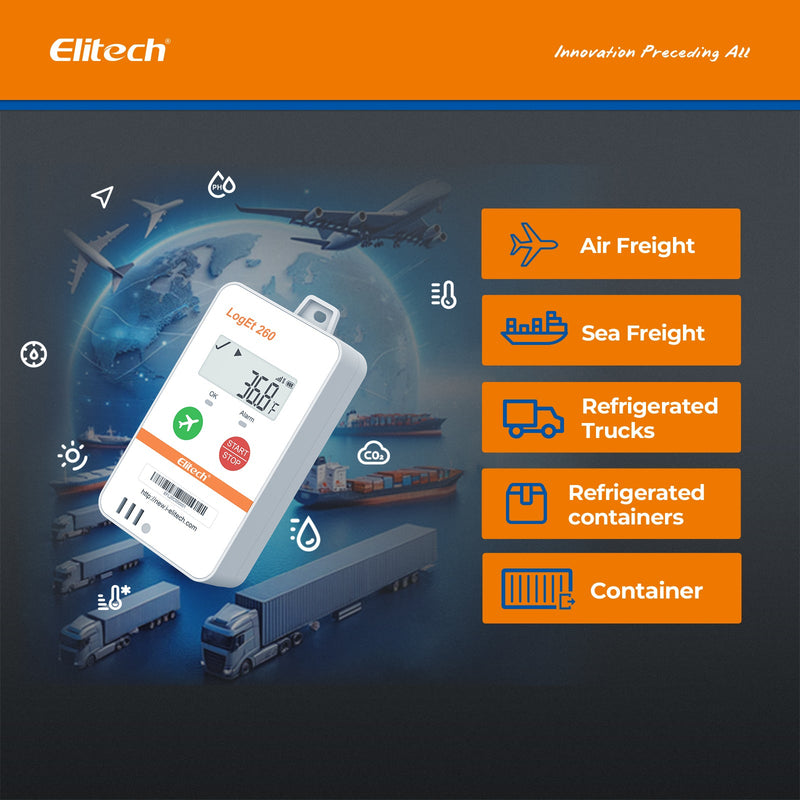 Elitech 4G Reusable Real - time Temperature Data Logger Light/Shock/Location, Built - in SIM Card, Shadow Data, Airplane mode, Cloud Data Storage, SMS/Email/APP/Web Alarm, 100000 Points, Loget 260 - T - Elitech Technology, Inc.