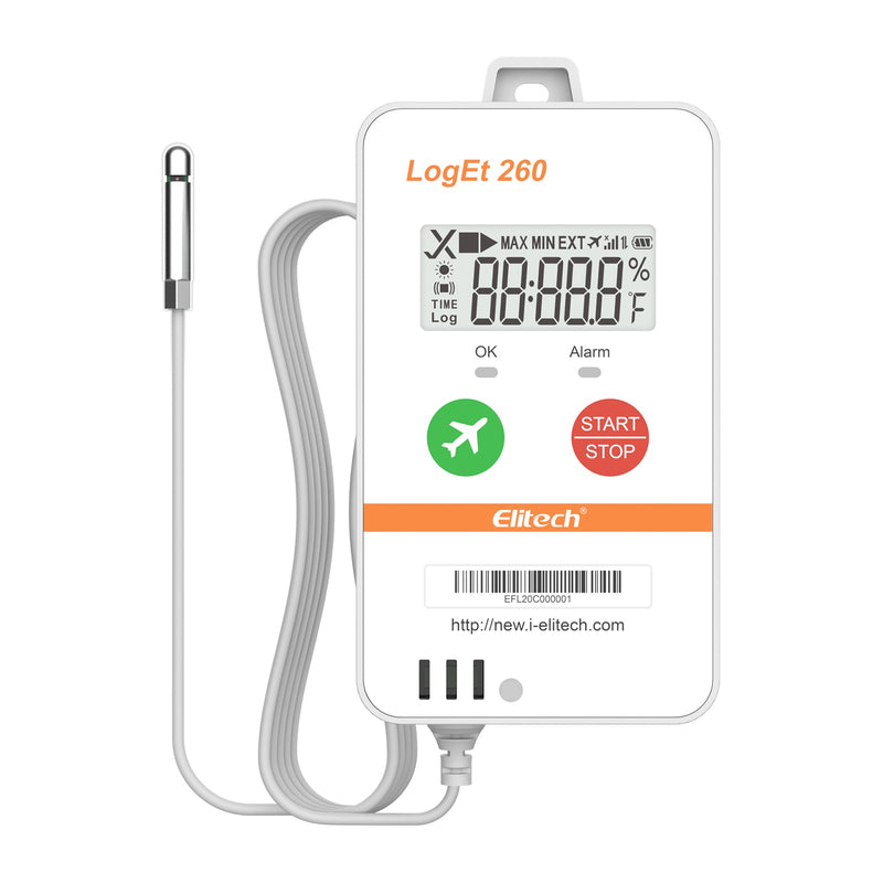 Elitech 4G Reusable Real - time Temperature Humidity Data Logger Light/Shock/Location, Built - in SIM Card, Shadow Data,Airplane mode,Cloud Data Storage,SMS/Email/APP/Web Alarm,100000 Points,Loget 260 - THE - Elitech Technology, Inc.