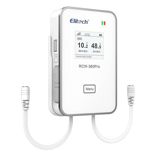 Elitech 4G Wireless Remote Real - Time IOT Temperature Humidity Monitor Digital Data Logger, APP/Cloud Data Storage, with Dual External Expansion Channel (Needs Probe) RCW - 360Pro - DC - Elitech Technology, Inc.