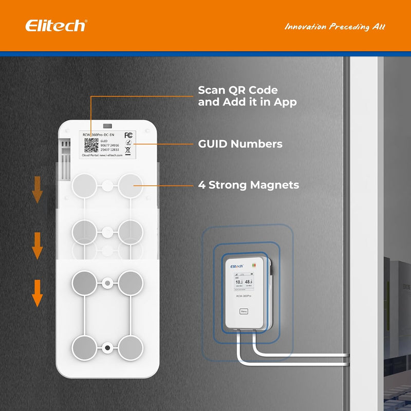 Elitech 4G Wireless Remote Real - Time IOT Temperature Humidity Monitor Digital Data Logger, APP/Cloud Data Storage, with Dual External Expansion Channel (Needs Probe) RCW - 360Pro - DC - Elitech Technology, Inc.