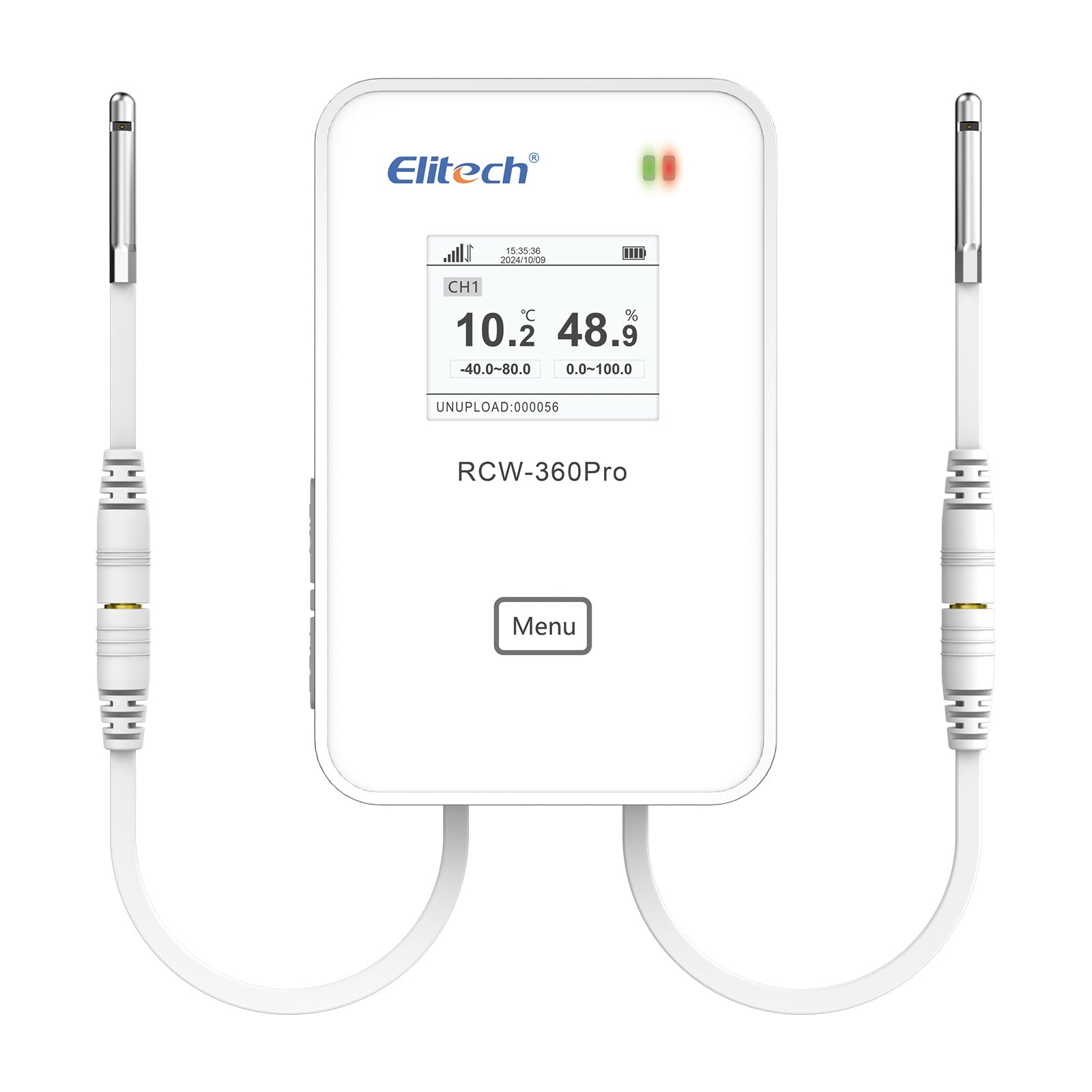 Elitech 4G Wireless Remote Real - Time IOT Temperature Humidity Monitor Digital Data Logger, APP/Cloud Data Storage, with Dual External Expansion Channel (Needs Probe) RCW - 360Pro - DC - Elitech Technology, Inc.