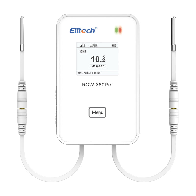 Elitech 4G Wireless Remote Real - Time IOT Temperature Humidity Monitor Digital Data Logger, APP/Cloud Data Storage, with Dual External Expansion Channel (Needs Probe) RCW - 360Pro - DC - Elitech Technology, Inc.