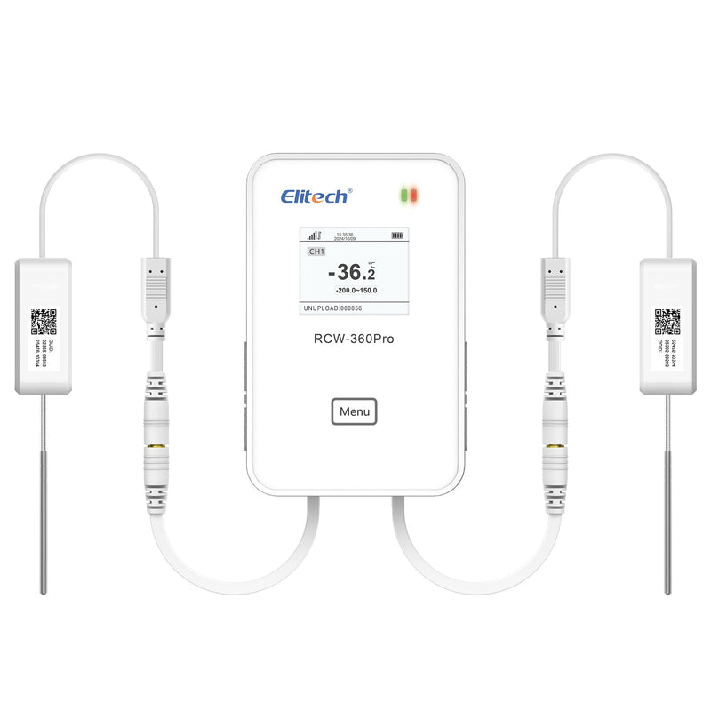 Elitech 4G Wireless Remote Real - Time IOT Temperature Humidity Monitor Digital Data Logger, APP/Cloud Data Storage, with Dual External Expansion Channel (Needs Probe) RCW - 360Pro - DC - Elitech Technology, Inc.