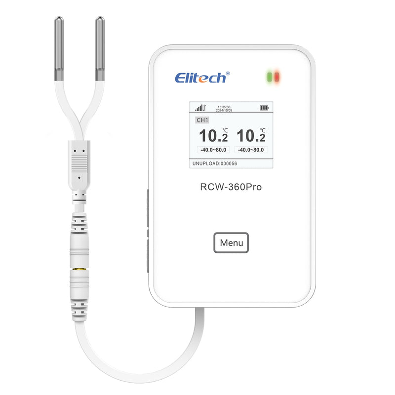 Elitech 4G Wireless Remote Real - Time IOT Temperature Humidity Monitor Digital Data Logger, APP/Cloud Data Storage, with Single External Expansion Channel (Needs Probe) RCW - 360Pro - SC - Elitech Technology, Inc.