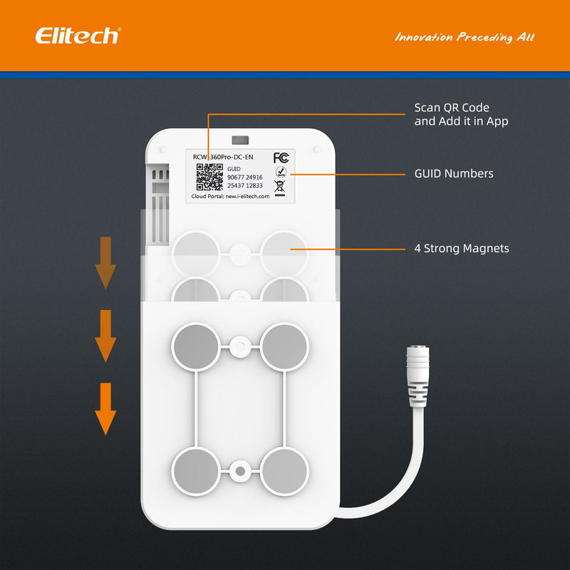 Elitech 4G Wireless Remote Real - Time IOT Temperature Humidity Monitor Digital Data Logger, APP/Cloud Data Storage, with Single External Expansion Channel (Needs Probe) RCW - 360Pro - SC - Elitech Technology, Inc.