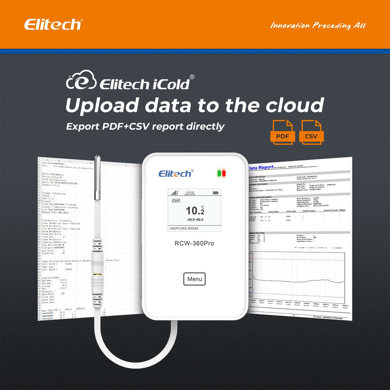 Elitech 4G Wireless Remote Real - Time IOT Temperature Humidity Monitor Digital Data Logger, APP/Cloud Data Storage, with Single External Expansion Channel (Needs Probe) RCW - 360Pro - SC - Elitech Technology, Inc.