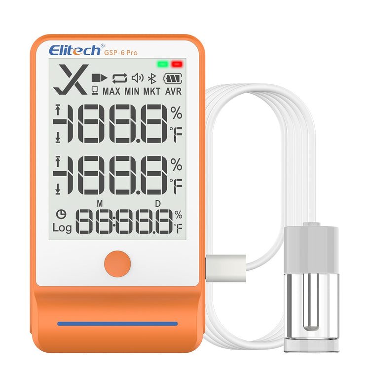 Elitech Bluetooth Temperature Humidity Data Logger with Shadow Data 100000 Points, Pharmacy DDL with Calibration Certificate Get Data via APP, Refrigerator Thermometer Vaccine Fridge Monitor GSP - 6Pro GLE - Elitech Technology, Inc.