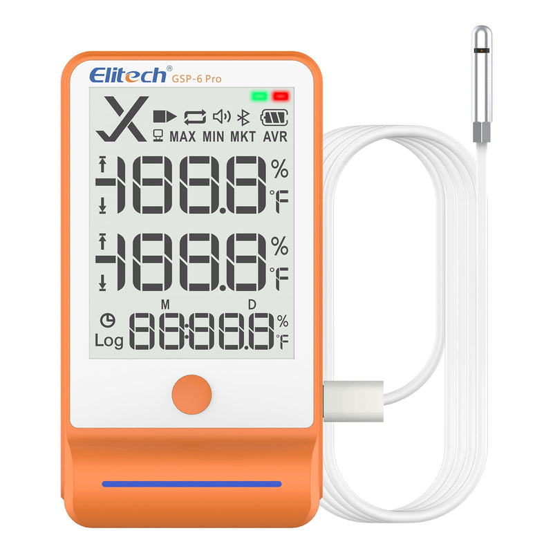 Elitech Bluetooth Temperature Humidity Data Logger with Shadow Data 100000 Points, Pharmacy DDL with Calibration Certificate Get Data via APP, Refrigerator Thermometer Vaccine Fridge Monitor GSP - 6Pro - Elitech Technology, Inc.