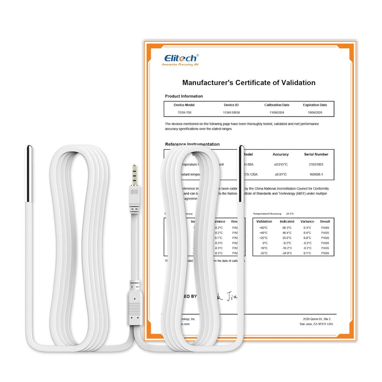 Elitech External Dual Temperature Probe, Temperature Sensor Matches with RCW - 360Pro Device only, Monitor - 40~176℉( - 40~80℃), Audio Plug Connector, 16.4ft*2 - Elitech Technology, Inc.