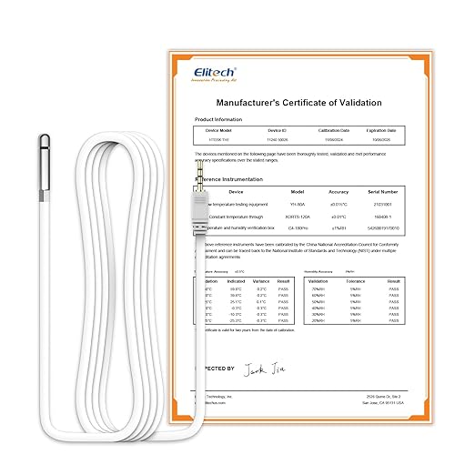 Elitech External Dual Temperature Probe, Temperature Sensor Matches with RCW - 360Pro Device only, Monitor - 40~176℉( - 40~80℃), Audio Plug Connector, 16.4ft*2 - Elitech Technology, Inc.