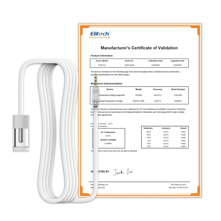 Elitech External Glycol Bottle Temperature Probe, Temperature Sensor Matches with RCW - 360Pro Device only, Monitor - 40~176℉( - 40~80℃), Audio Plug Connector, 16.4ft - Elitech Technology, Inc.