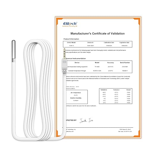 Elitech External Temperature Probe, Temperature Sensor Matches with RCW - 360Pro Device only, Monitor - 40~176℉( - 40~80℃), Audio Plug Connector, 16.4ft - Elitech Technology, Inc.