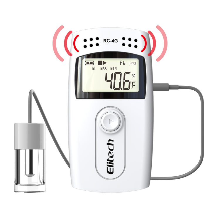 Elitech RC - 4G Temperature Data Logger Recorder with with Glycol Bottle Temperature Sensor, Audio Alarm, MAXMIN Display - Elitech Technology, Inc.