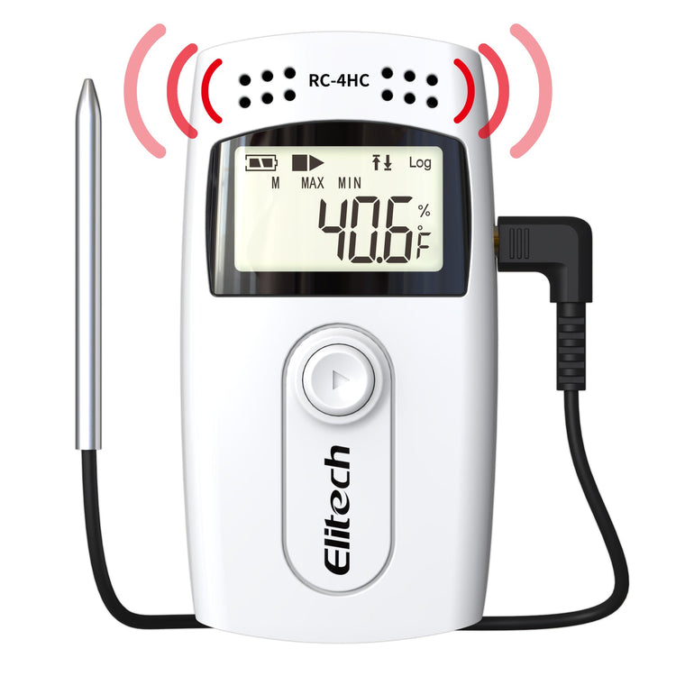 Elitech RC - 4HC Digital Temperature and Humidity Data Logger Temp Recorder with External Sensors Audio Alarm - Elitech Technology, Inc.