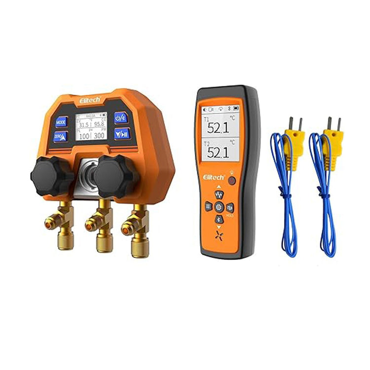 Elitech Smart Digital Manifold Gauge DMG - 4B & Elitech Dual Digital Thermocouple Temperature Thermometer ICT - 220 - Elitech Technology, Inc.