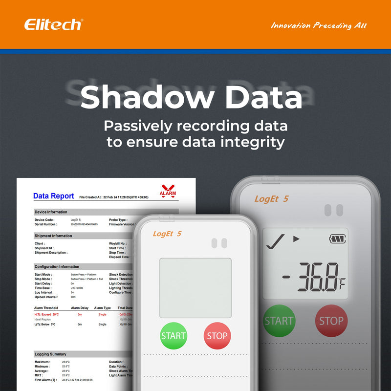 Elitech USB Digital Temperature Data Logger Reusable Recorder with Shadow Data 32000 Points , Auto PDF/ CSV Report, for Windows/MacOS, Refrigerator Thermometer LogEt5T - Elitech Technology, Inc.