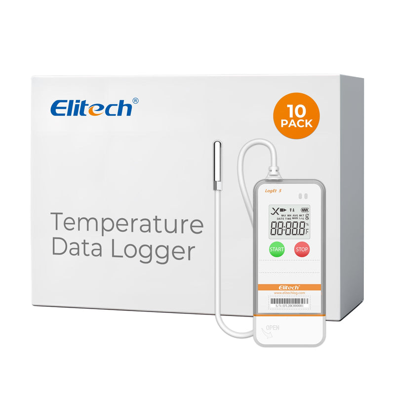 Elitech USB Digital Temperature Data Logger with External Probe Reusable Recorder with Shadow Data 32000 Points , Auto PDF/ CSV Report, for Windows/MacOS, Refrigerator Thermometer LogEt5TE - Elitech Technology, Inc.