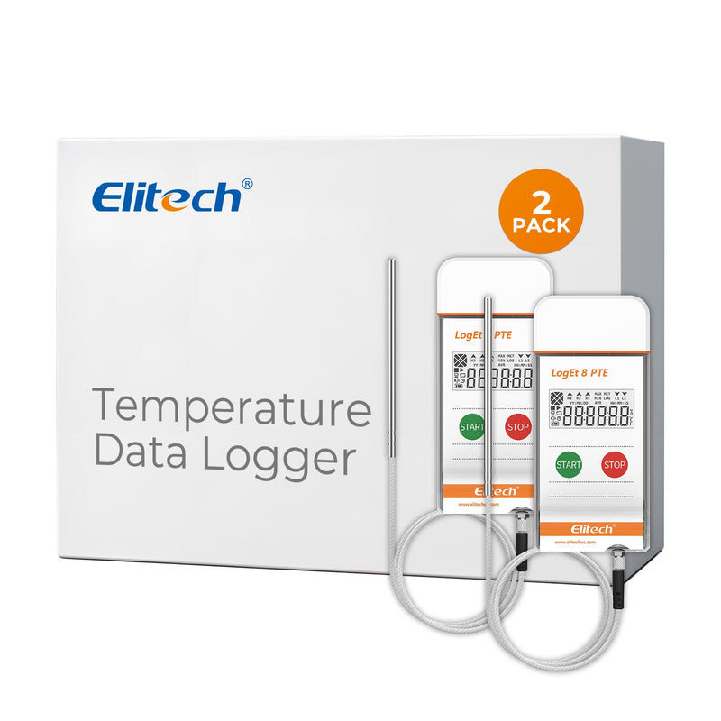 Elitech USB Temperature Data Logger Reusable Temperature Recorder Refrigerator Thermometer High Accuracy External Temperature Sensor, Auto PDF Report USB Port 32000 Points LogEt 8 PTE, - 85～150℃ - Elitech Technology, Inc.