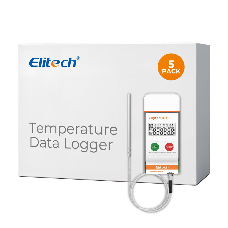 Elitech USB Temperature Data Logger Reusable Temperature Recorder Refrigerator Thermometer High Accuracy External Temperature Sensor, Auto PDF Report USB Port 32000 Points LogEt 8 UTE, - 196～150℃ - Elitech Technology, Inc.