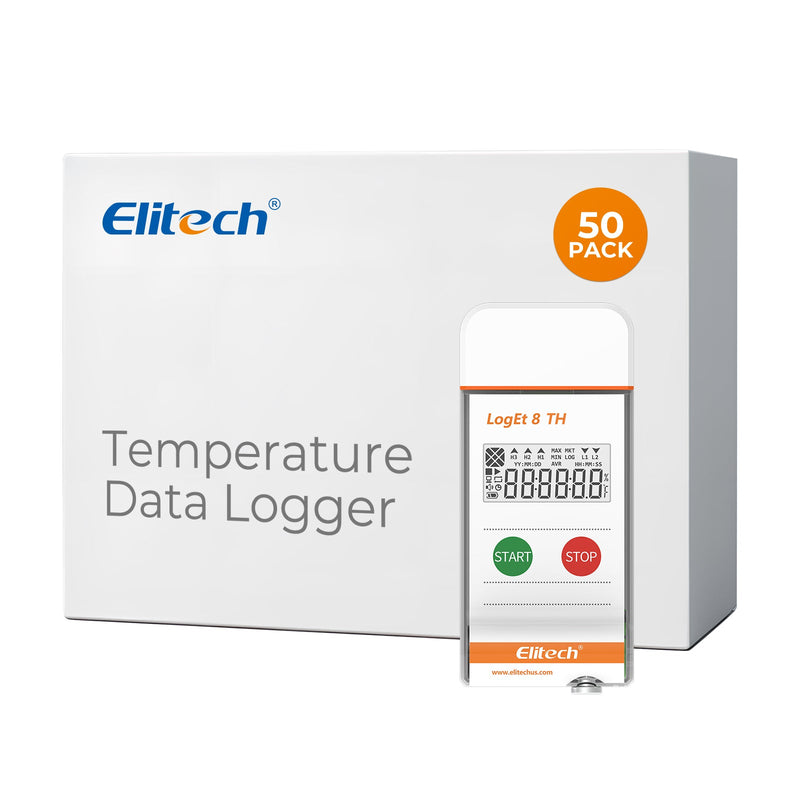 Elitech USB Temperature Humidity Data Logger Reusable Temperature Recorder Digital Refrigerator Thermometer High Accuracy Auto PDF Report USB Port 32000 Points LogEt 8 TH, - 30～70℃, 0～100% RH - Elitech Technology, Inc.