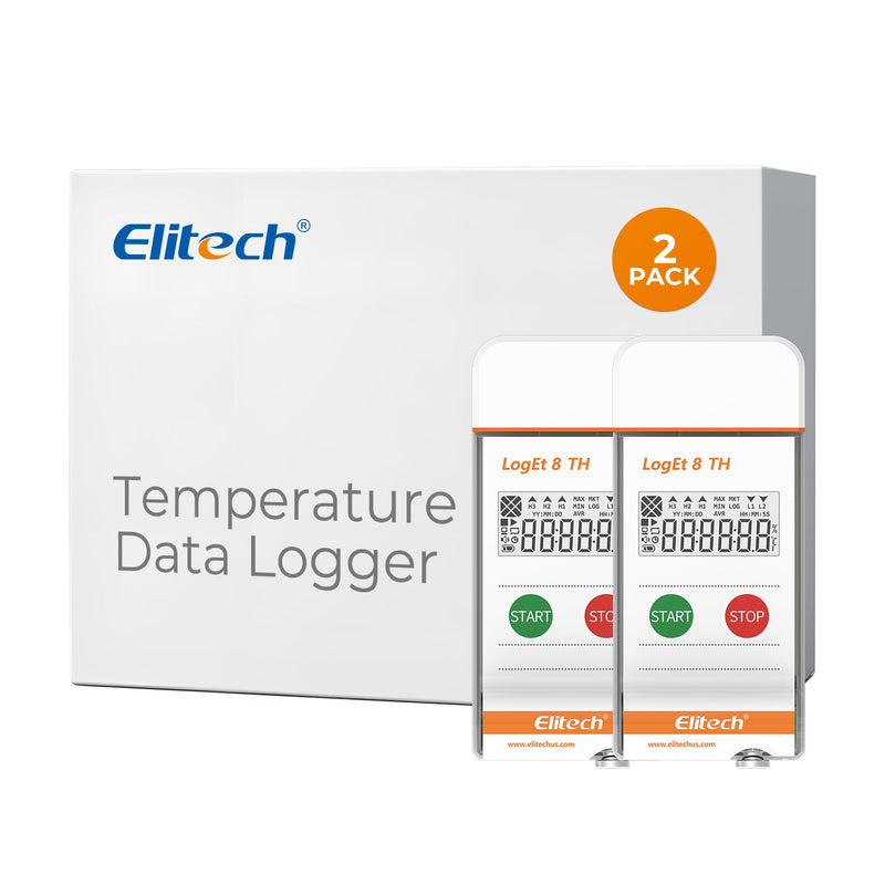 Elitech USB Temperature Humidity Data Logger Reusable Temperature Recorder Digital Refrigerator Thermometer High Accuracy Auto PDF Report USB Port 32000 Points LogEt 8 TH, - 30～70℃, 0～100% RH - Elitech Technology, Inc.