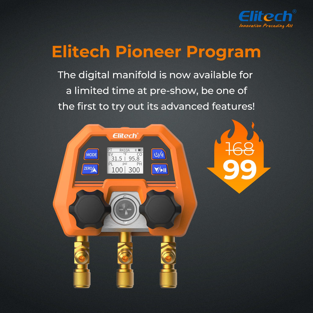 Elitech PT-500&PT-800 Wireless HVAC Digital Manifold Gauge Set with Removable Temperature Clip