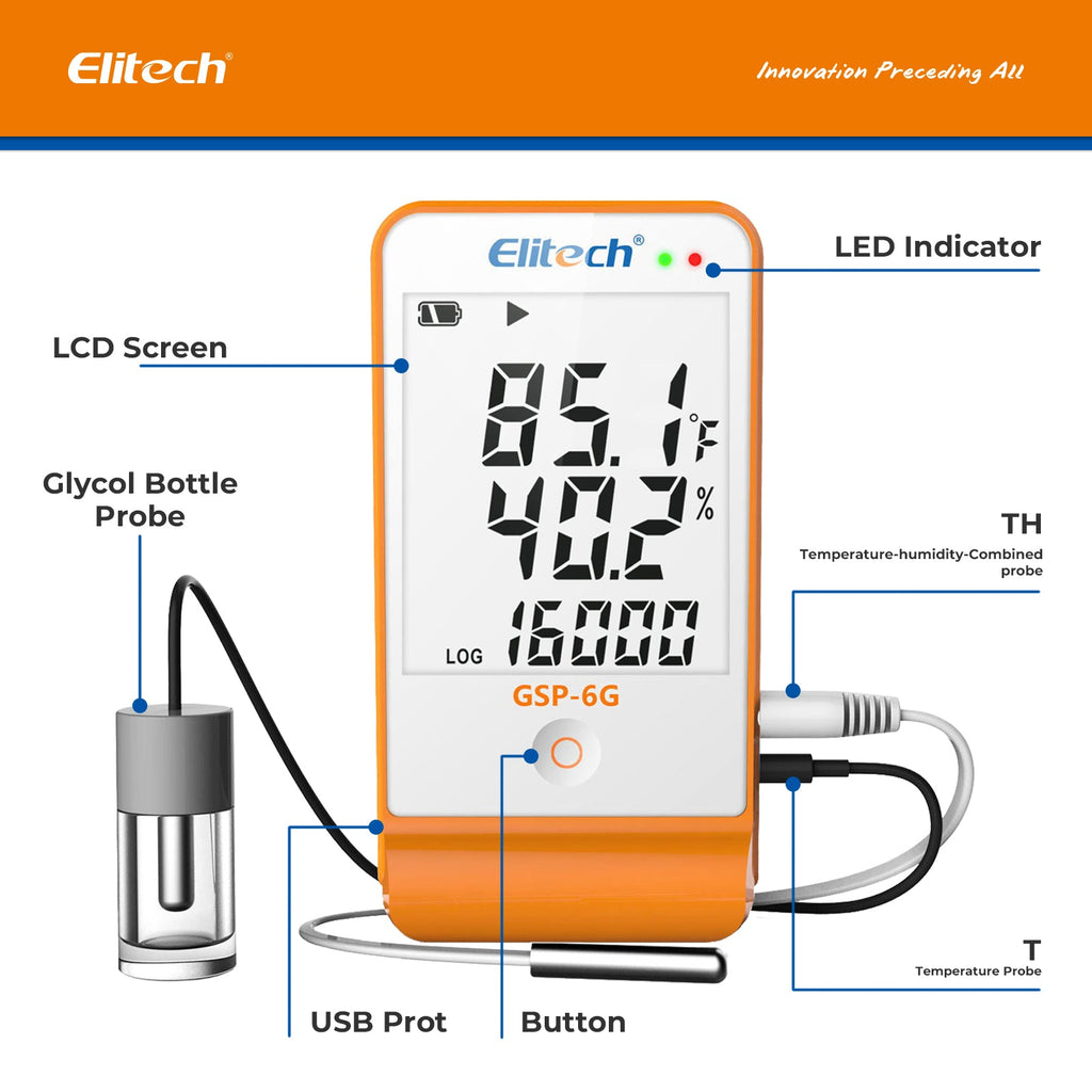 Elitech GSP-6G Digital Data Logger with Detachable Buffered Probe – Elitech  Technology, Inc.