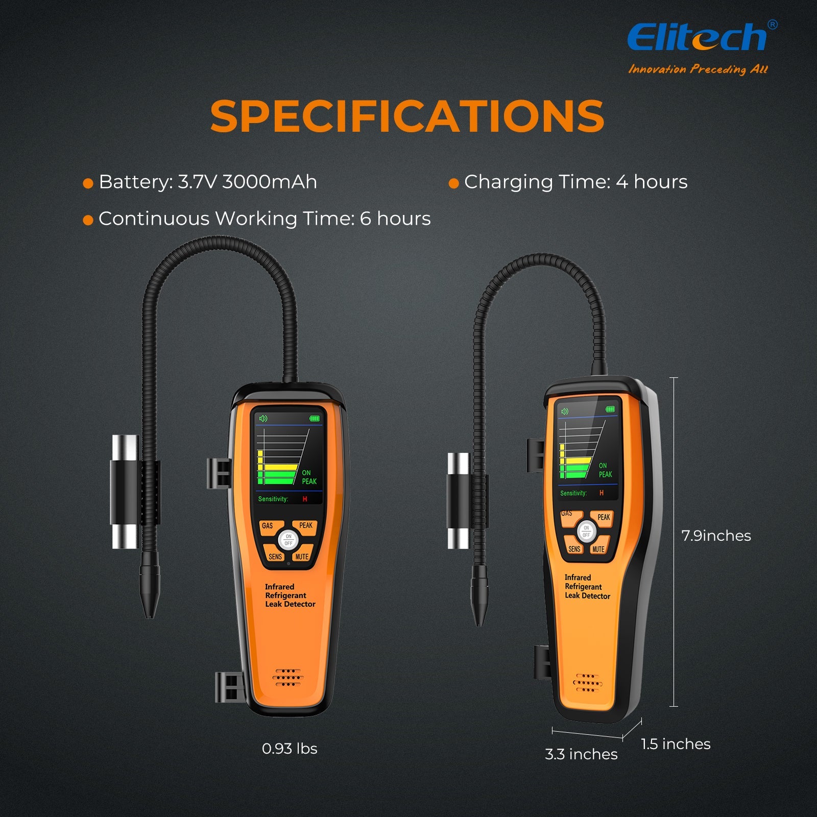 Elitech ILD-300 Infrared Refrigerant Leak Detector Detect All HFC, CFC, HCFC, HFO and Blends - Elitech Technology, Inc.