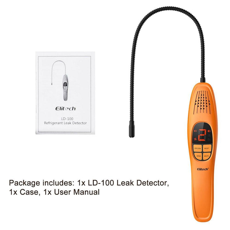 Elitech LD-100 Refrigerant Leak Detector CFCs HCFCs HFCs Freon Gas Leak Sniffer Heated Diode Sensor With Long Probe - Elitechustore