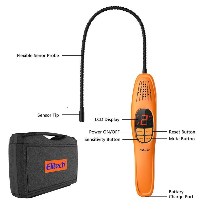 Elitech LD-200 Refrigerant Leak Detector Heated Diode Sensor R CFCs HCFCs HFCs Freon Gas Leak Sniffer - Elitechustore