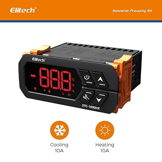 Elitech STC-1000HX Temperature Controller ℉⇋℃ Fahrenheit Celsius Switchable  Origin Digital 110V Thermostat 2 Relays Upgraded from STC-1000 New Panel