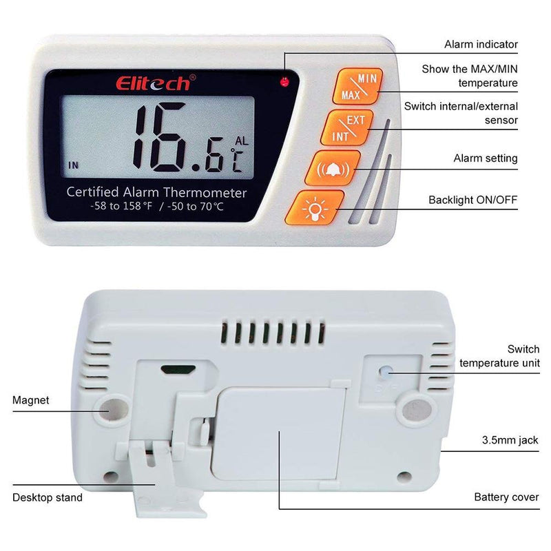 Indoor Fridge Thermometer Freezer Thermometer with High & Low Temperature  Alarm